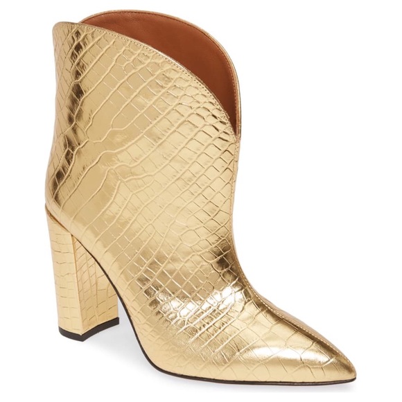 PARIS TEXAS Metallic Gold Croc Embossed Booties 40 - Picture 8 of 11